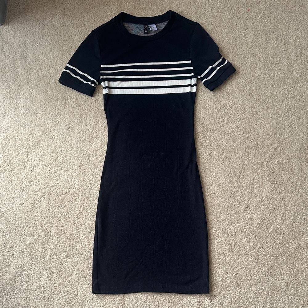 H&M Navy Blue Dress with White Stripes